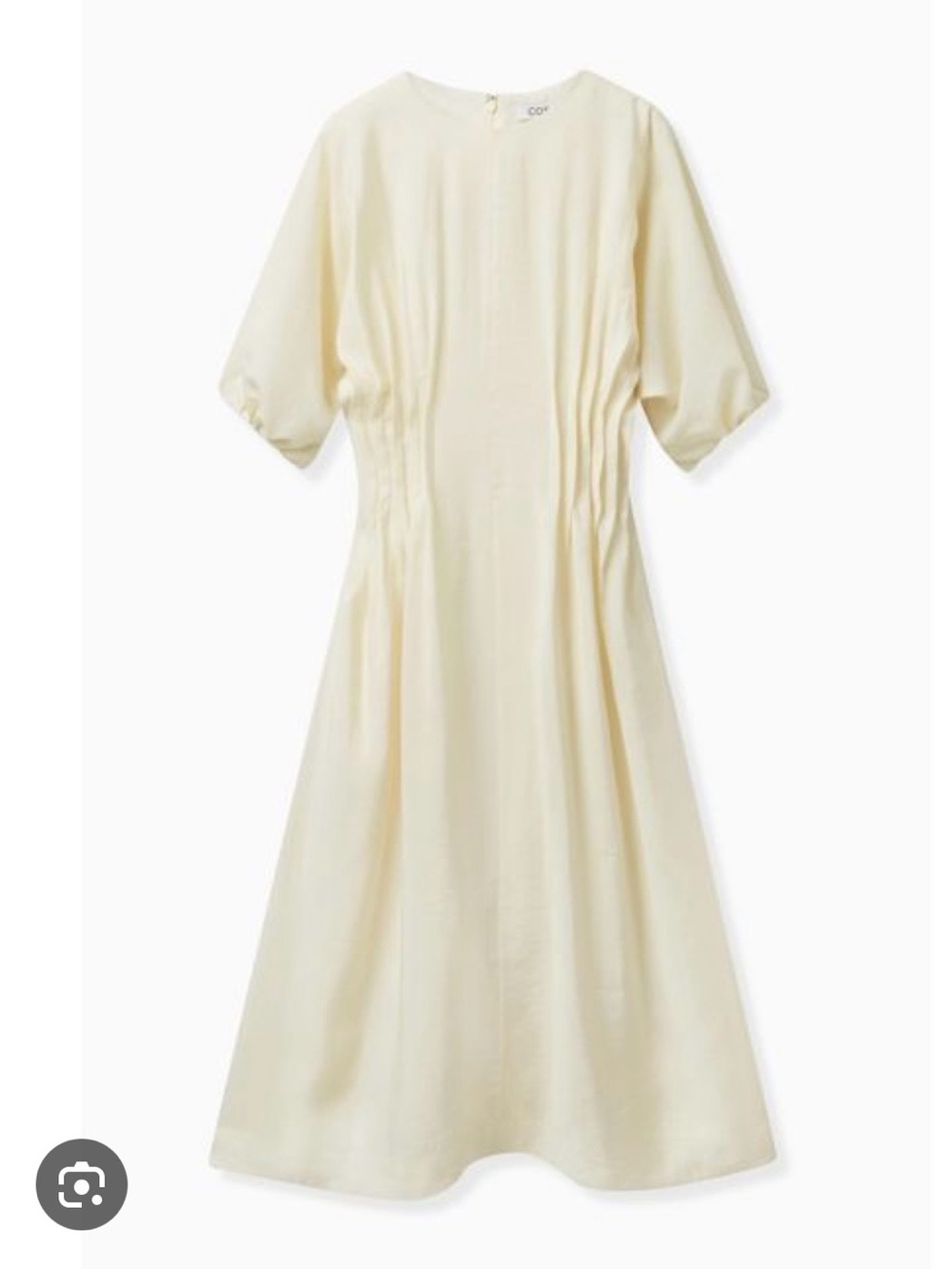 COS Cream Midi Dress with Puff Sleeves
